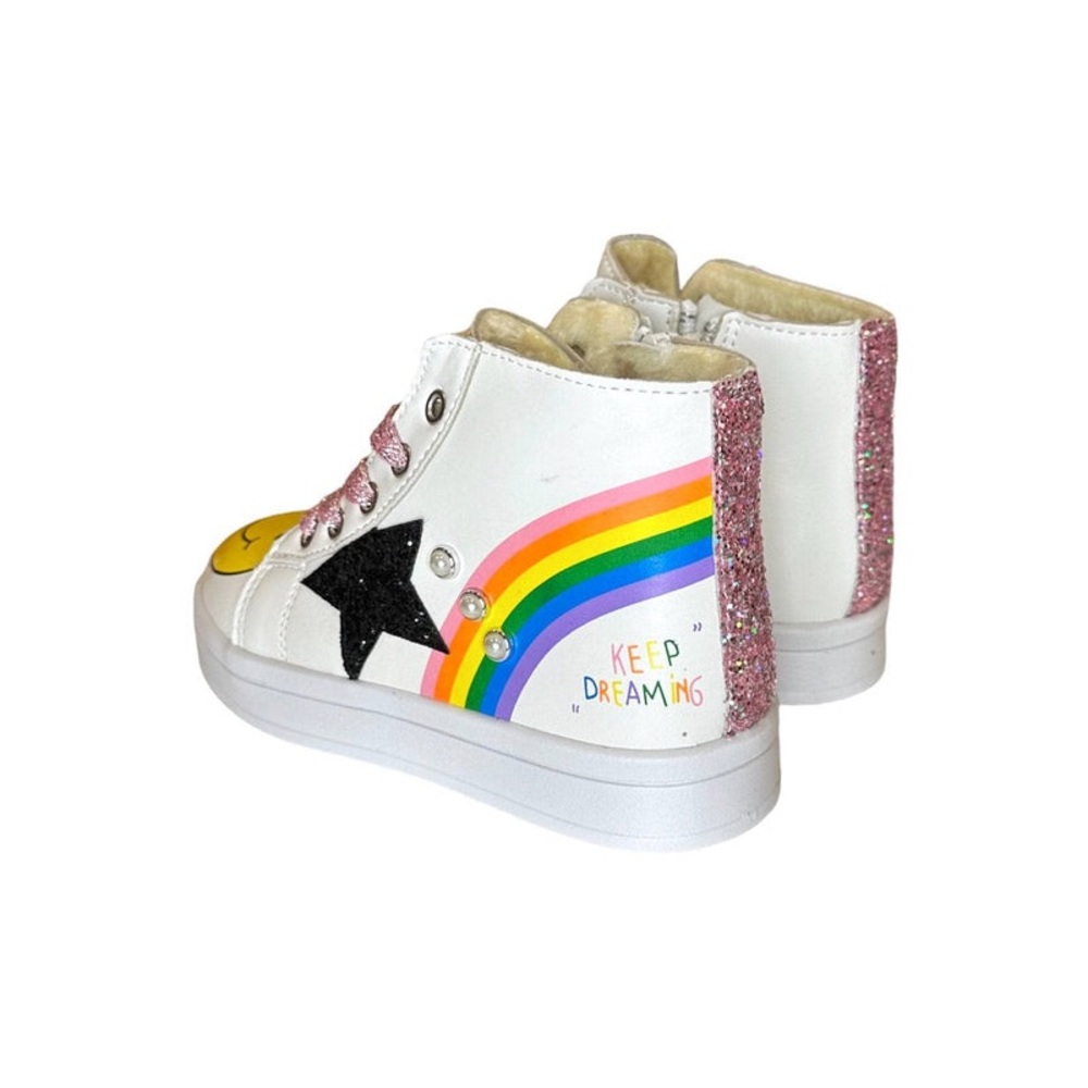 Lola & The Boys RAINBOW SMILEY HI TOP SNEAKER